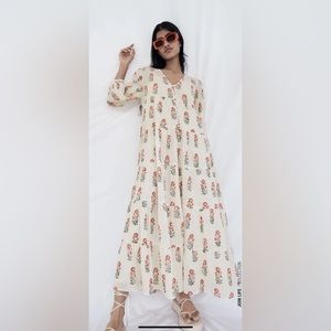 ZARA Floral Printed Tiered Dress
